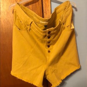 Yellow button down shorts